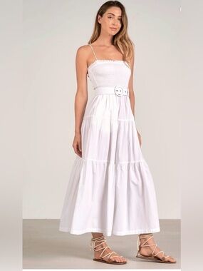 Elan Cris Smock Midi Dress White
